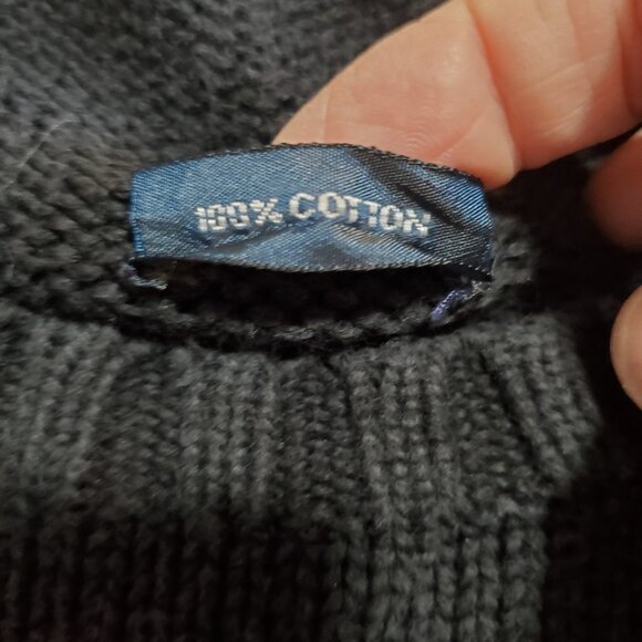 Vintage Polo Ralph Lauren Cotton Knit Crewneck Sweater, Black Preppy Cotton XL - Picture 7 of 8